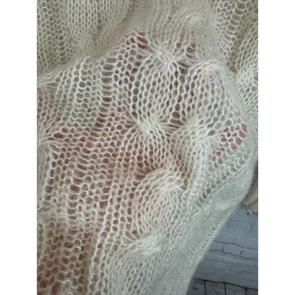 BY ANTHROPOLOGIE wool blend cable knit natural ivory sweater pullover M NWOT - Picture 3 of 9